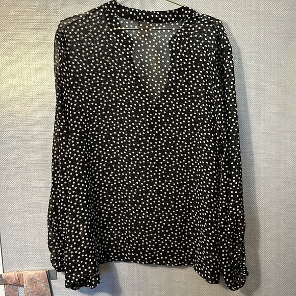 NWT Chico’s Size 3 /XL Black & White Polka Dot Bishop Sleeve Top Blouse Women’s - Picture 3 of 12